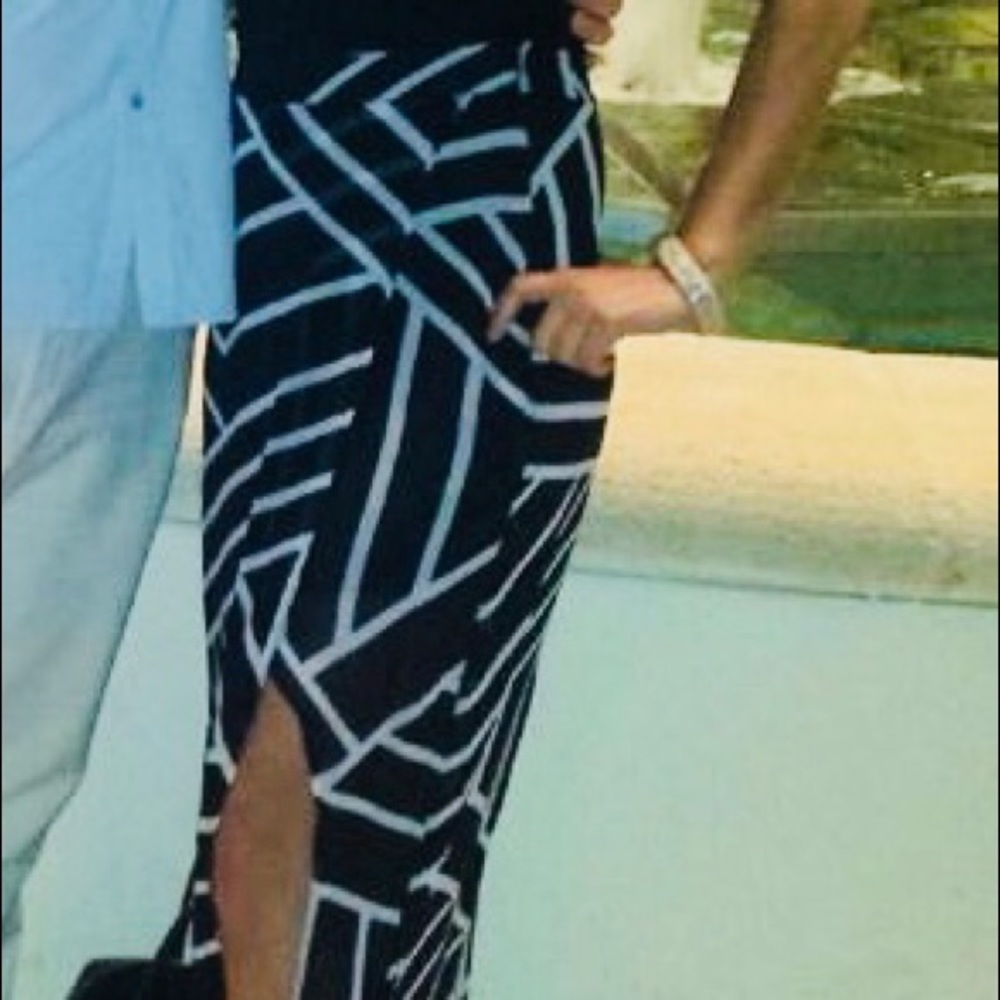 Sheer Black & White Striped Faux Sarong Skirt